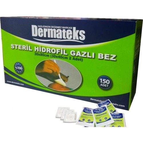DERMATEKS GAZLI BEZ 30 X 80 CM (30X40 CM 2 ADET) 150 Lİ KUTU
