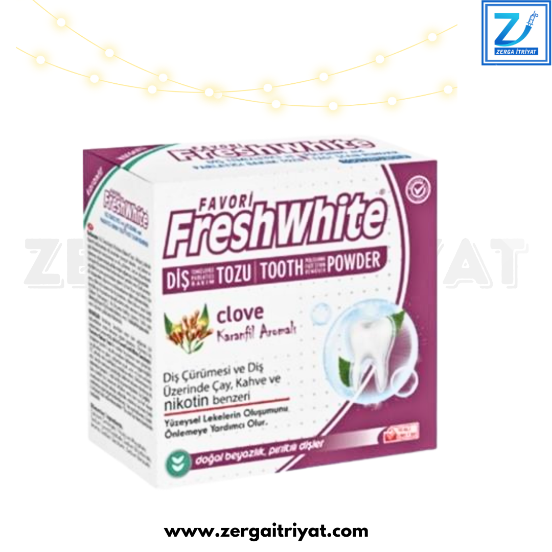 FRESH WHİTE DİŞ TOZU PARLATICI VE BEYAZLATICI KARANFİL AROMALI 50 GR