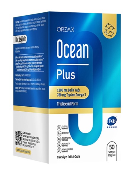 OCEAN PLUS 1200 MG 50 KAPSÜL KONSANTRE BALIK YAĞI LİMON AROMALI