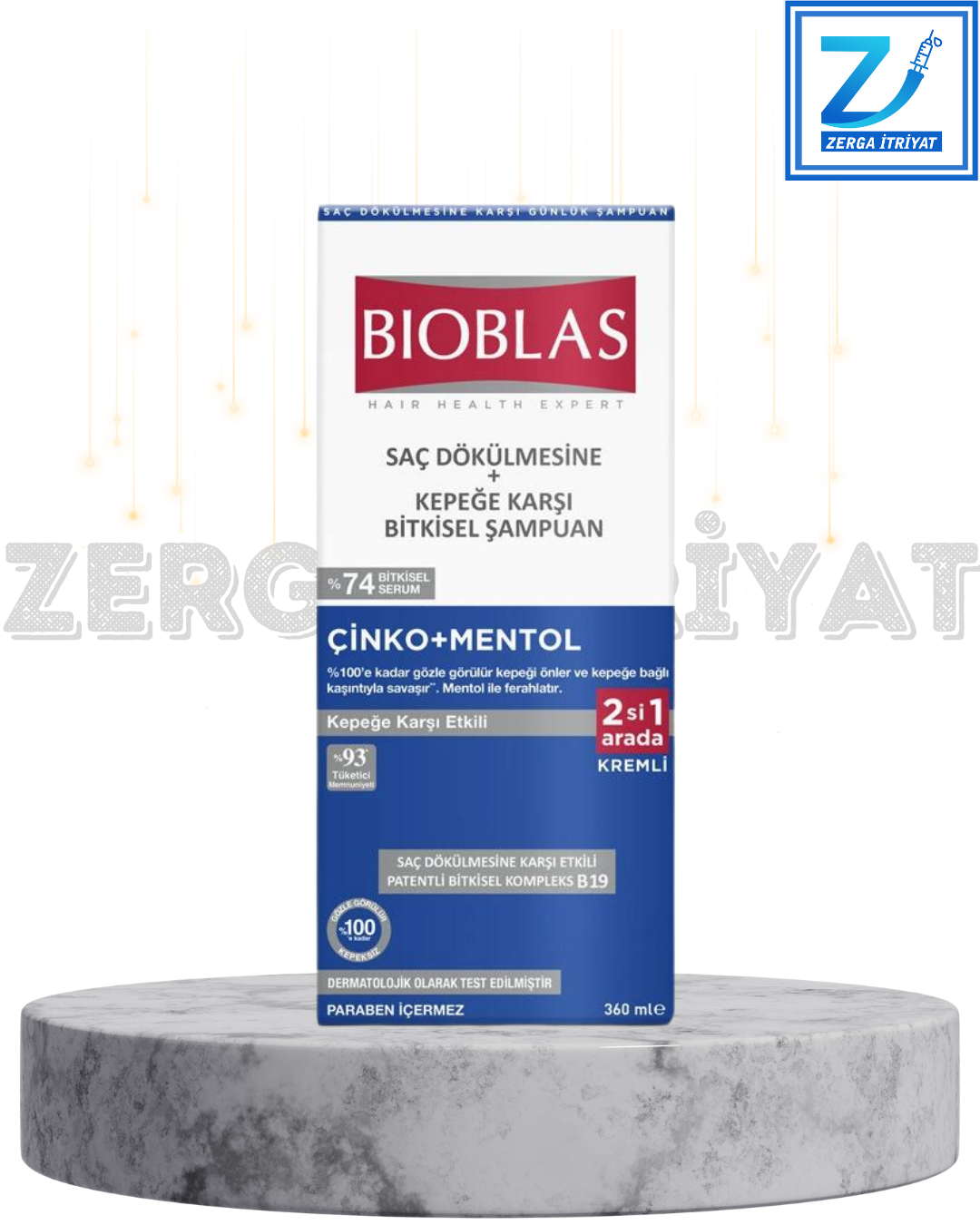 BİOBLAS ÇİNKO+MENTHOL 2 Sİ 1 ARADA KREMLİ 360 ML ( SAÇ DÖKÜLMESİNE KARŞI )