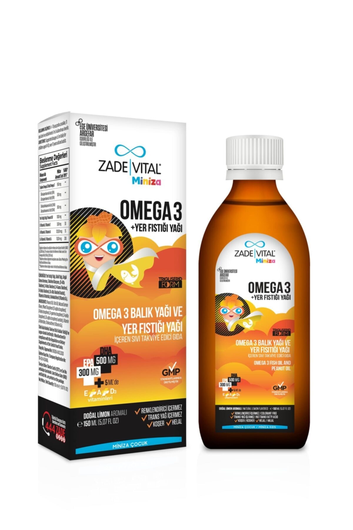ZADE VİTAL MİNİZA OMEGA 3 & YER FISTIĞI ŞURUBU 150 ML