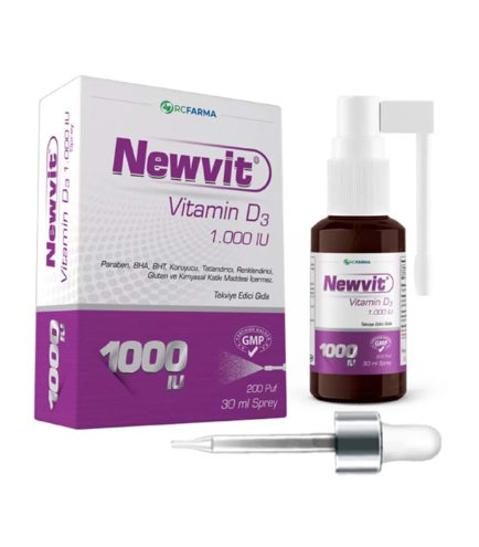 NEWVİT VİTAMİN D3 1.000 IU SPREY 30 ML DAMLALIKLI