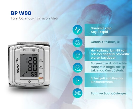 MİCROLİFE BİLEKTEN ÖLÇER DİJİTAL TANSİYON ALETİ BP-W90
