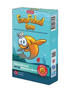 EASYFİSHOİL GROW 30 JEL TABLET LİMON VE ÇİLEK AROMALI BALIK YAĞI