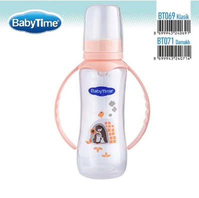 BABY TİME KULPLU PP BİBERON (SİLİKON DAMAKLI UÇLU) 250ML KOD: BT071