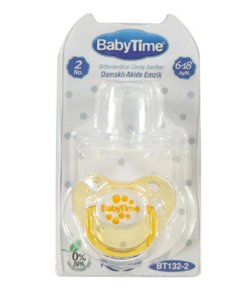 BABY TİME SİLİKON DAMAKLI KORUYUCU KAPAKLI AKİDE GÖVDELİ EMZİK NO:2 KOD:BT132