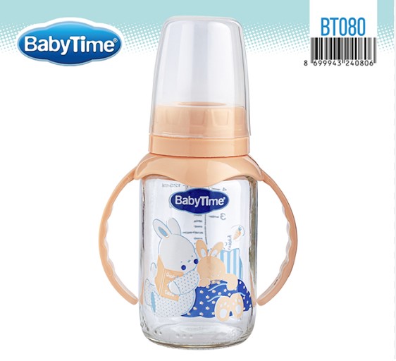 BABY TİME KİRAZ UCLU KULPLU CAM BİBERON 125 ML BT080