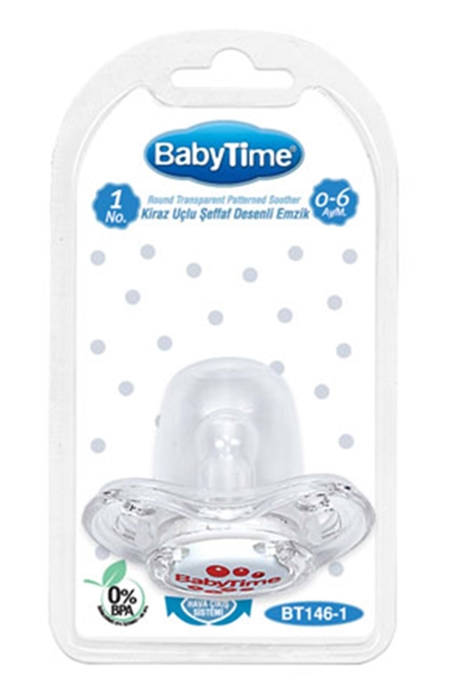 BABY TİME KİRAZ UÇLU ŞEFFAF DESENLİ EMZİK NO:1 BT146