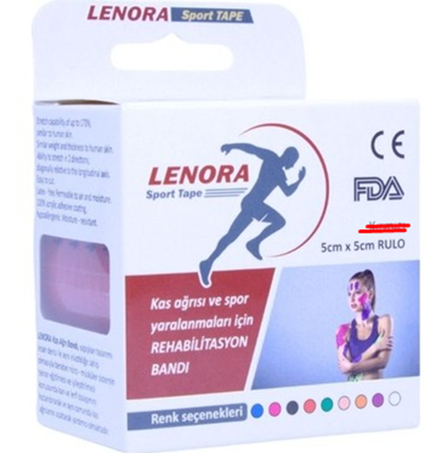LENORA KİNESİYOLOJİ BANDI 5 CM X 5 M AĞRI BANDI ( MOR )