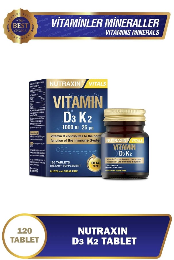 NUTRAXİN VİTAMİN D3 K2 1000 IU 120 TABLET