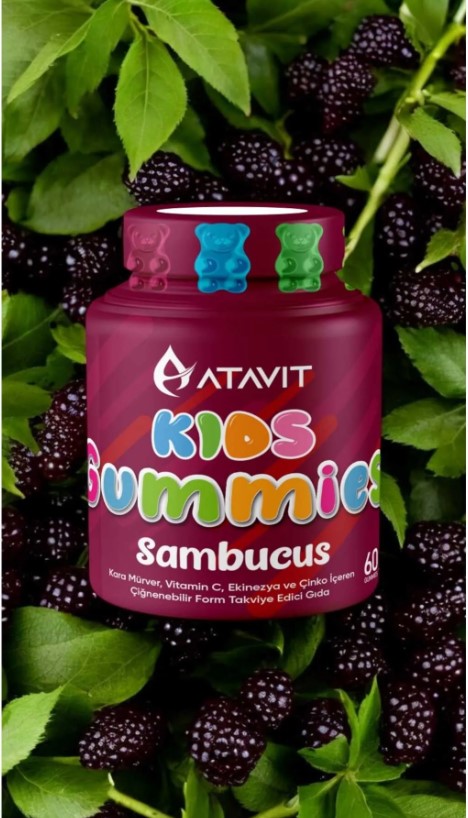 ATAVİT KİDS GUMMİES SAMBUCUS ÇİĞNENEBİLİR 60 ADET JEL FORM