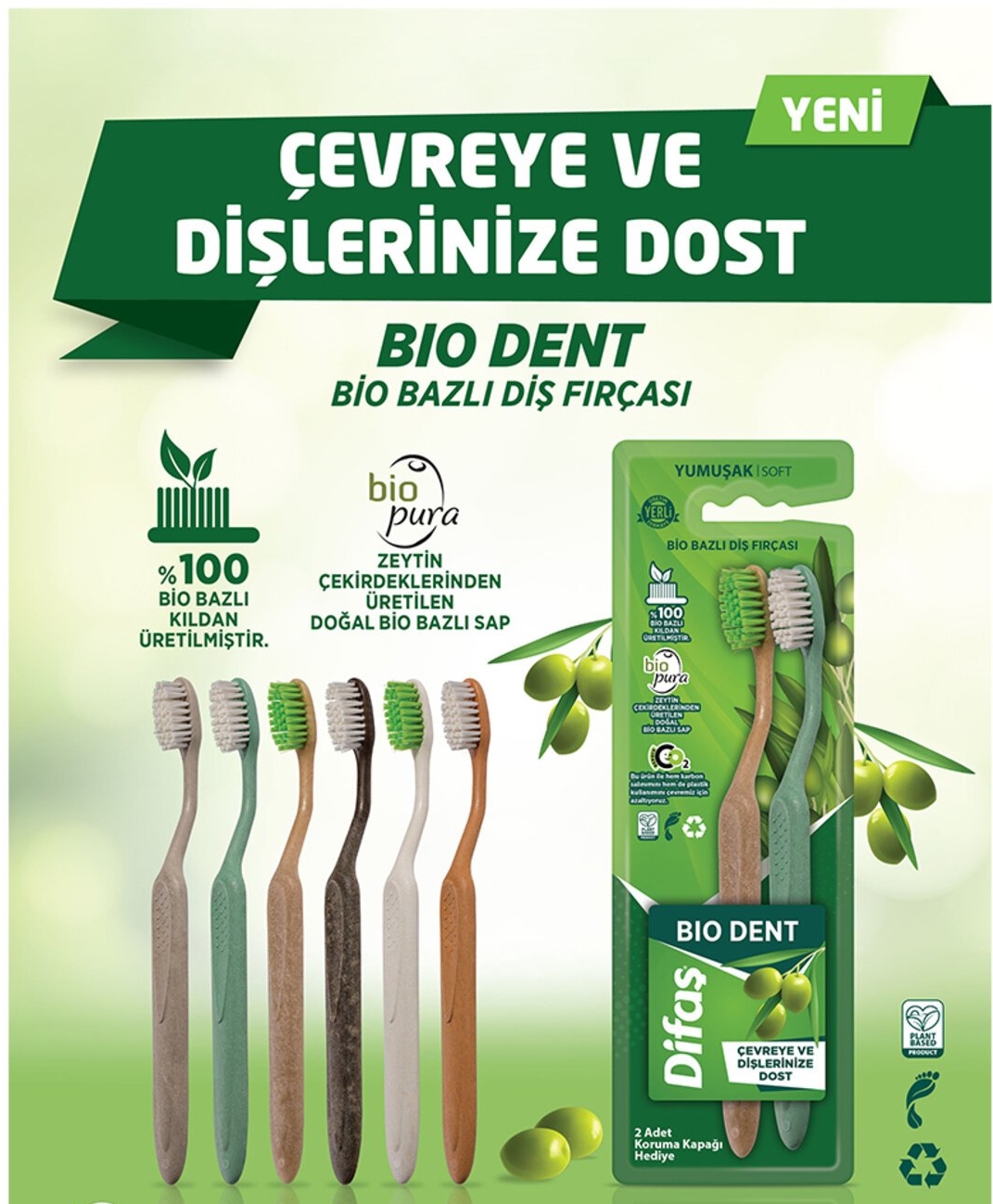 DİFAŞ BİO DENT YUMUŞAK DİŞ FİRÇASI 1+1