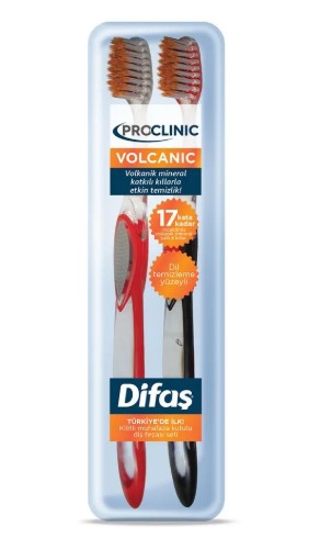 DİFAŞ DİŞ FIRÇASI PROCLİNİC VOLCANİC 1+1 MUHAFAZA KUTULU