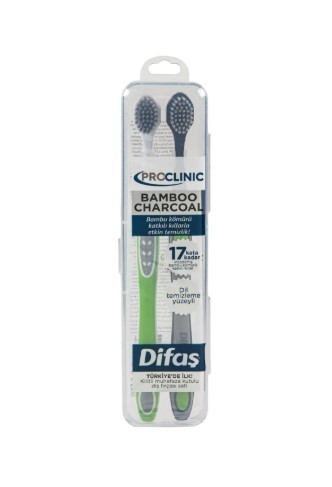 DİFAŞ DİŞ FIRÇASI PROCLİNİC BAMBOO CHORCOAL 1+1 MUHAFAZA KUTULU