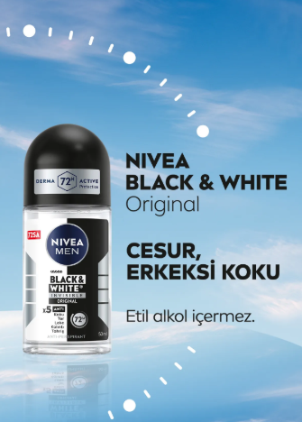 NİVEA BLACK & WHİTE İNVİSİBLE ROLL-ON FORMEN ORİJİNAL 50 ML