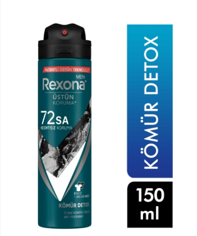 REXONA MEN KÖMÜR DETOX 72 SAAT ÜSTÜN KORUMA DEODORANT 150 ML ( SPREY )