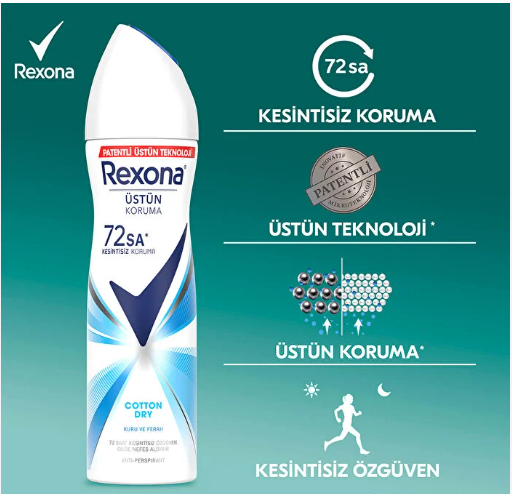 REXONA WOMEN SPREY DEODORANT COTTON DRY ANTİPERSPİRANT 150 ML