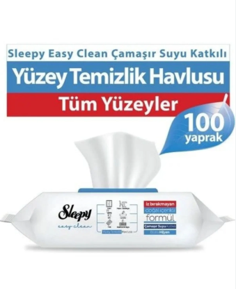 SLEEPY EASY CLEAN ÇAMAŞIR SUYU KATKILI YÜZEY TEMİZLEME HAVLUSU 100 LÜ