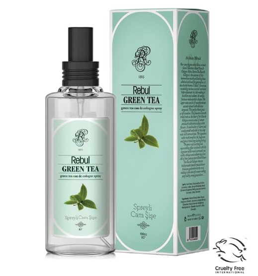 REBUL GREEN TEA (YEŞİL ÇAY KOKUSU) CAM ŞİŞE SPREYLİ KOLONYA 100 ML