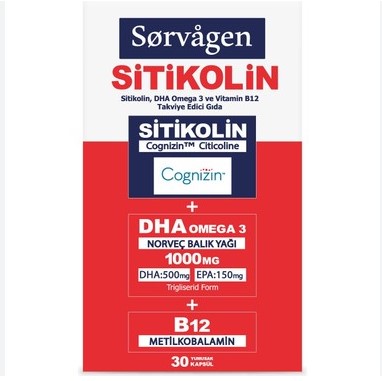 SORVAGEN SMART SİTİKOLİN DHA OMEGA 3 VE B12 30 KAPSÜL