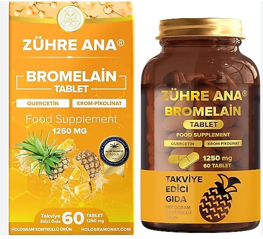 ZÜHRE ANA BROMELAİN QUERCETİN KROM PİKOLİNAT VE C VİTAMİNİ 1250 MG 60 TABLET