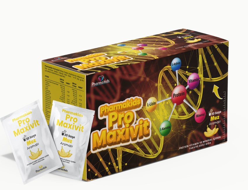 PHARMAKİDS PRO MAXİVİT 30 SAŞE MUZLU MULTİ VİTAMİN VE MİNERALLER İÇERİR