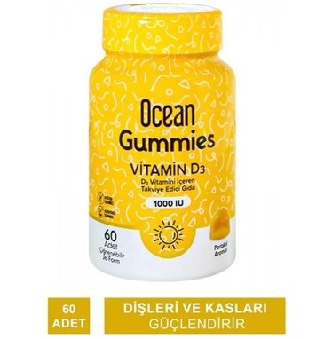OCEAN GUMMİES VİTAMİN D3 60 ÇİĞNEME FORM