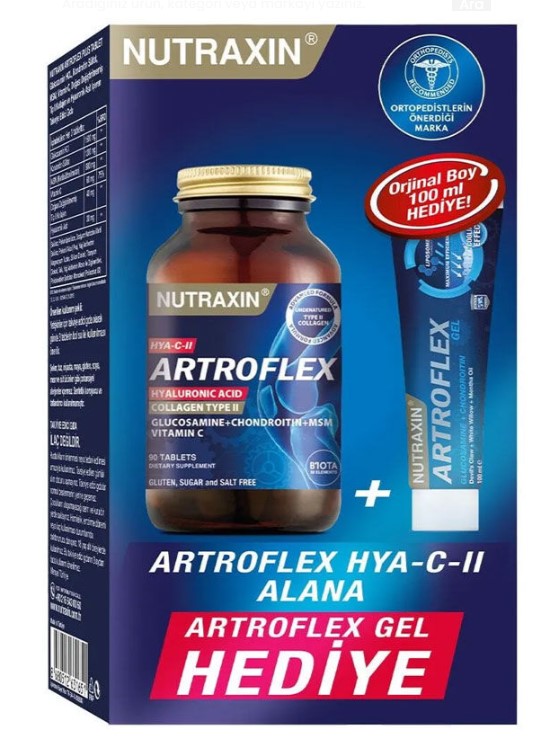 NUTRAXİN ARTROFLEX HYA-C-II 90 TABLET + EXTRA GEL 100 ML HEDİYELİ