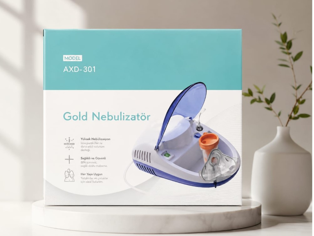 SERFARMA NEBULİZATÖR KOMP. GOLD KAPAKLI AXD-301 BUHAR MAKİNESİ
