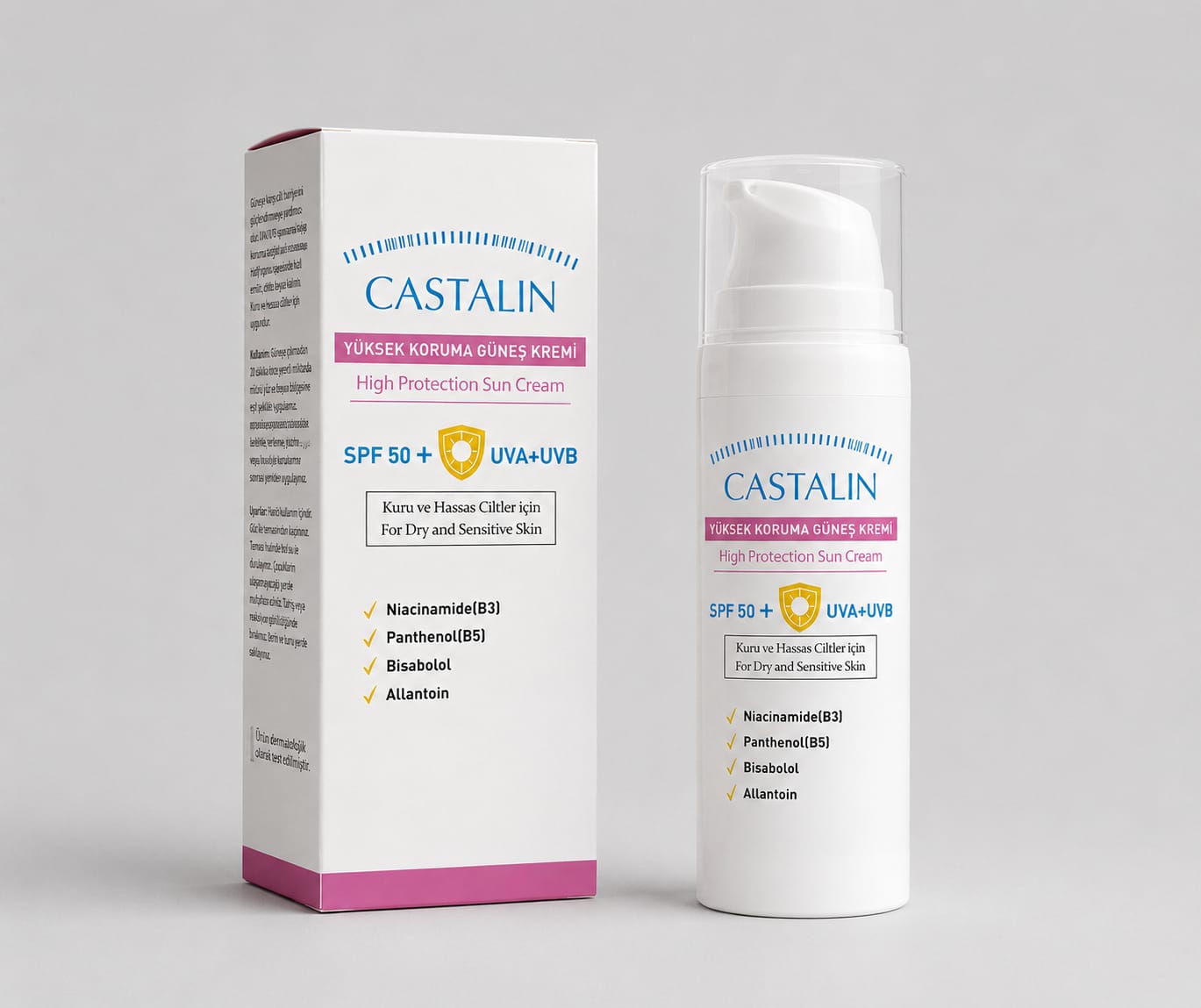 CASTALİN GÜNEŞ KREMİ SPF 50 + UVA + UVB 50 ML KURU VE HASSAS CİLTLER İÇİN