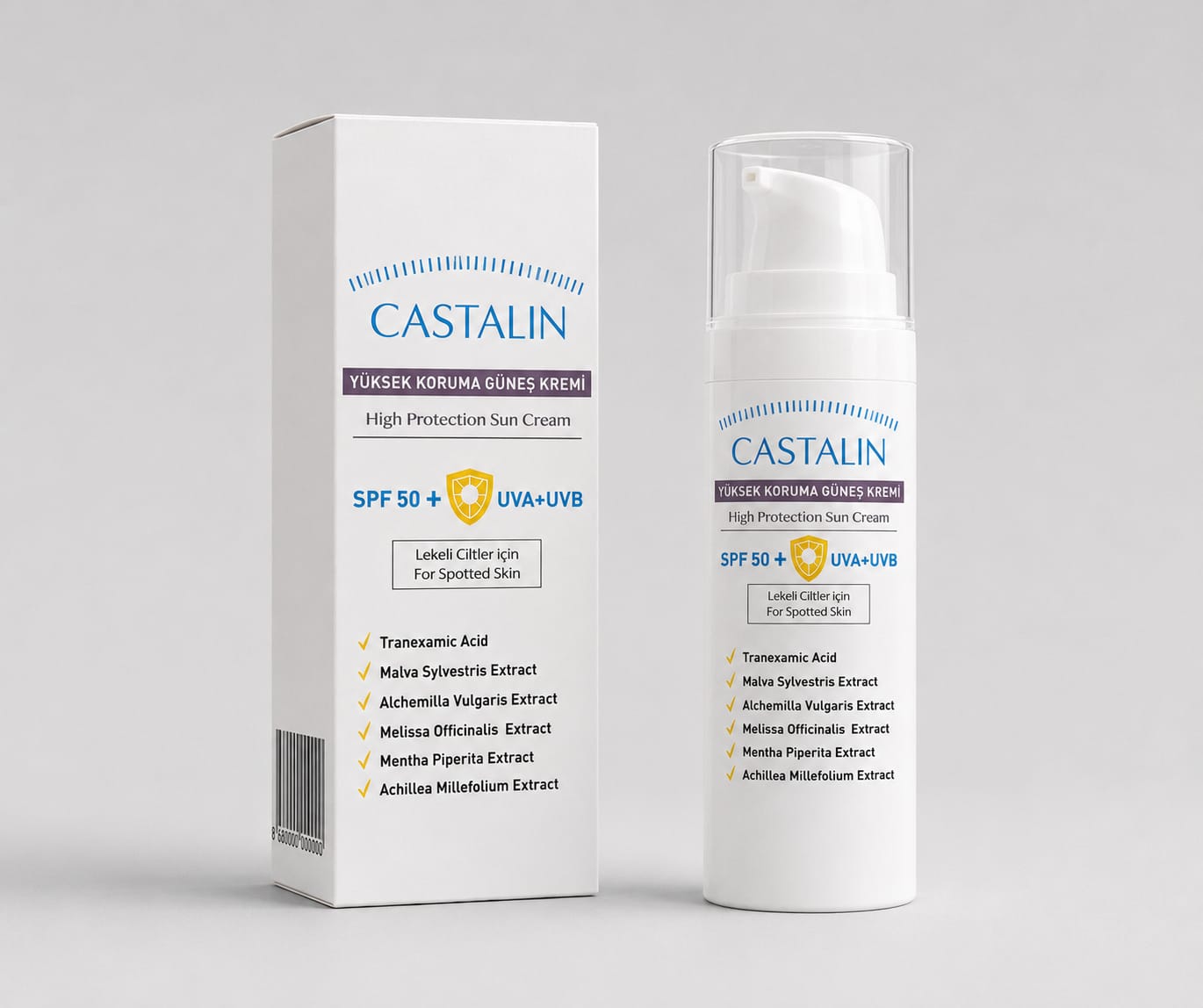 CASTALİN GÜNEŞ KREMİ SPF 50 + UVA + UVB 50 ML LEKELİ CİLTLER İÇİN