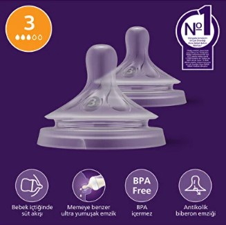 PHİLİPS AVENT NATURAL RESPONSE BİBERON BAŞLIĞI EMZİĞİ 3 NUMARA 1+ AY 2'Lİ