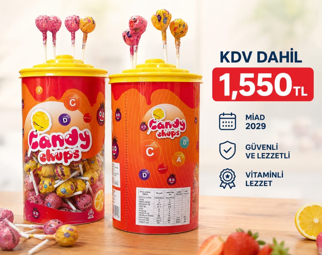 CANDY CHUPS MULTİVİTAMİNLİ LOLİPOP 150 ADET